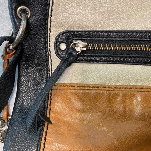The Sak Leather Colorblocked Crossbody Bag Black Tan White Adjustable strap - Picture 3 of 15